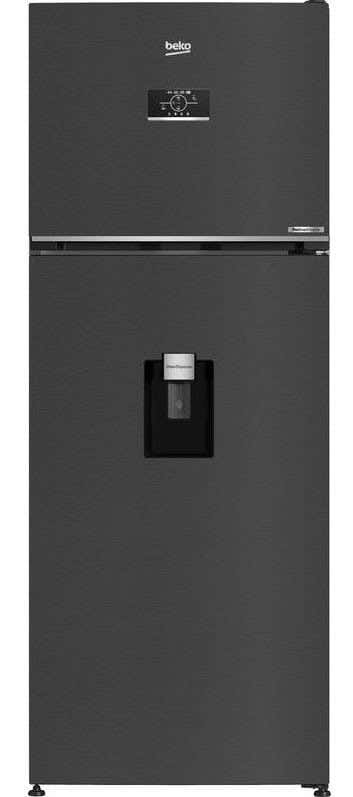Beko B3RDNE500LXBR Inverter No Frost Refrigerator, 447 Liters, 2 Doors, Freezer On Top - Dark Grey