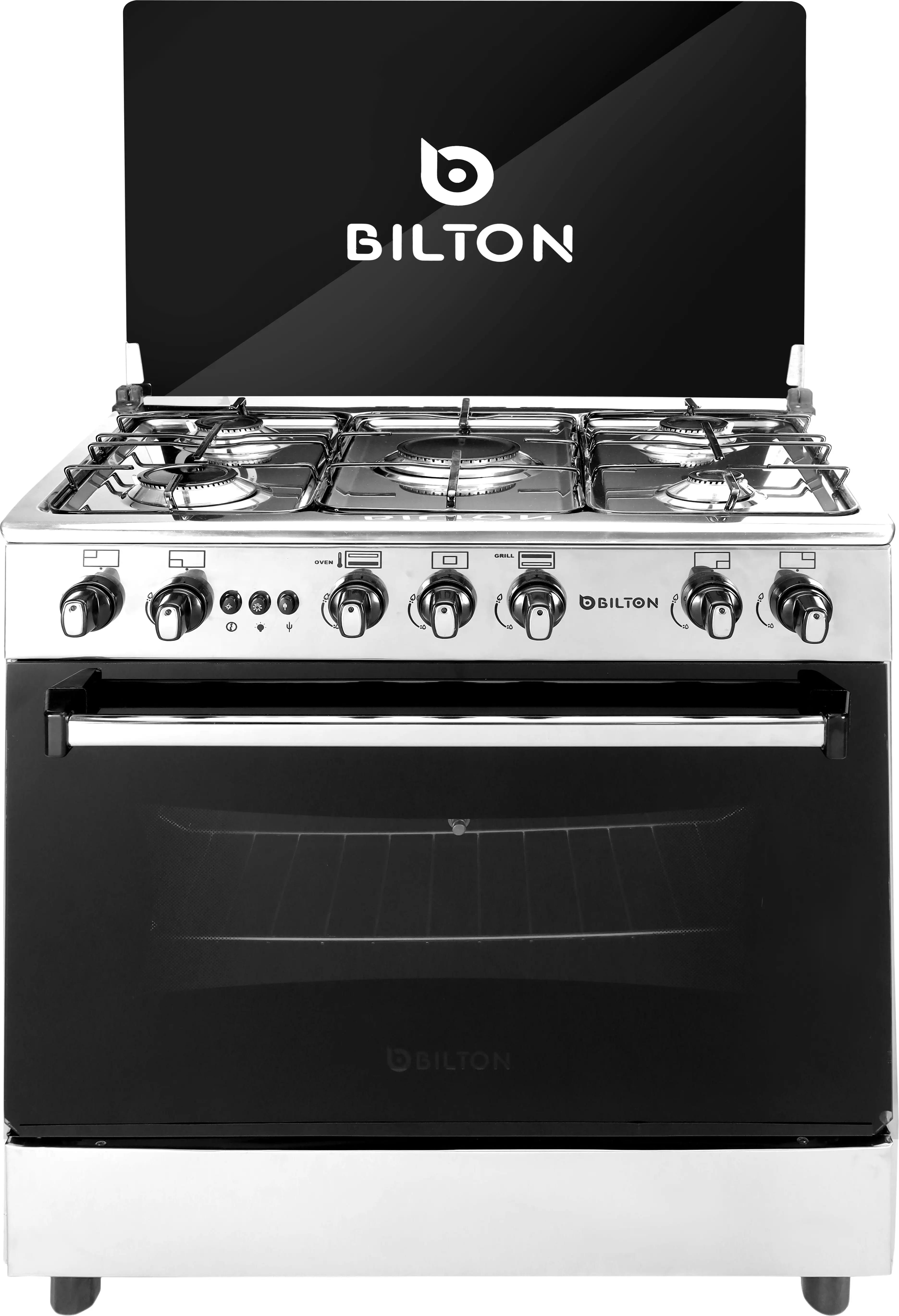 Bilton E-SCF90 Cooker, 5 Burners, 60x90 cm, Self-ignition - Silver Black