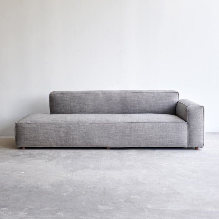 Beech Wood Sofa, Linen Fabric, 1 Piece, 75 X 200 X 65 Cm - Grey