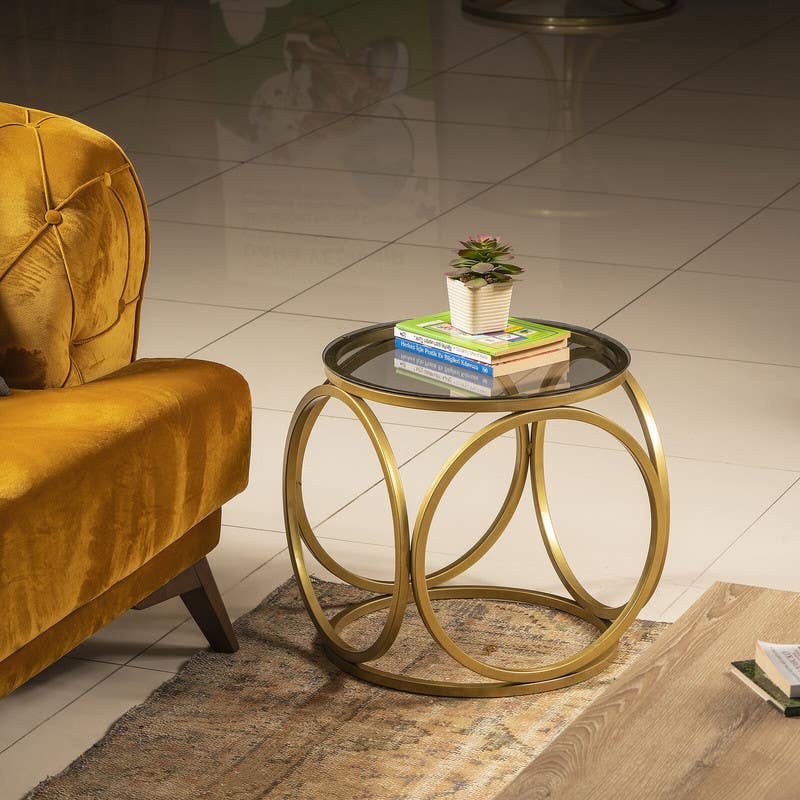 Steel Side Table, 45×40 Cm - Gold