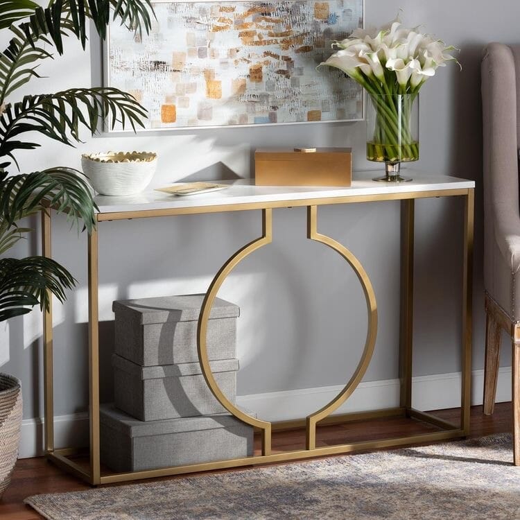 Get Steel Console Table, 140×40×90 - Gold with best offers | Raneen.com