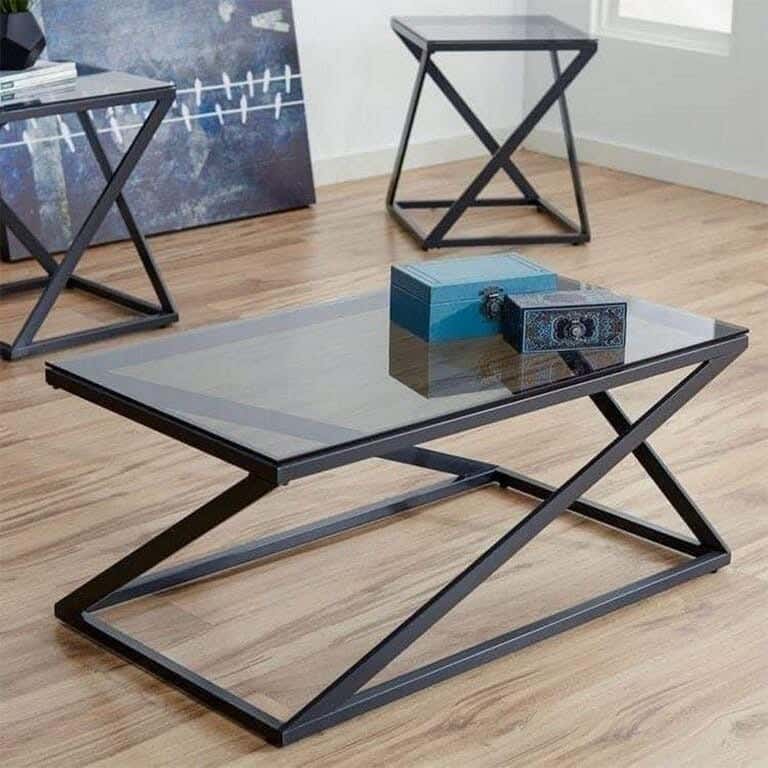 Modern Center Table Set, 3 Pieces - Black