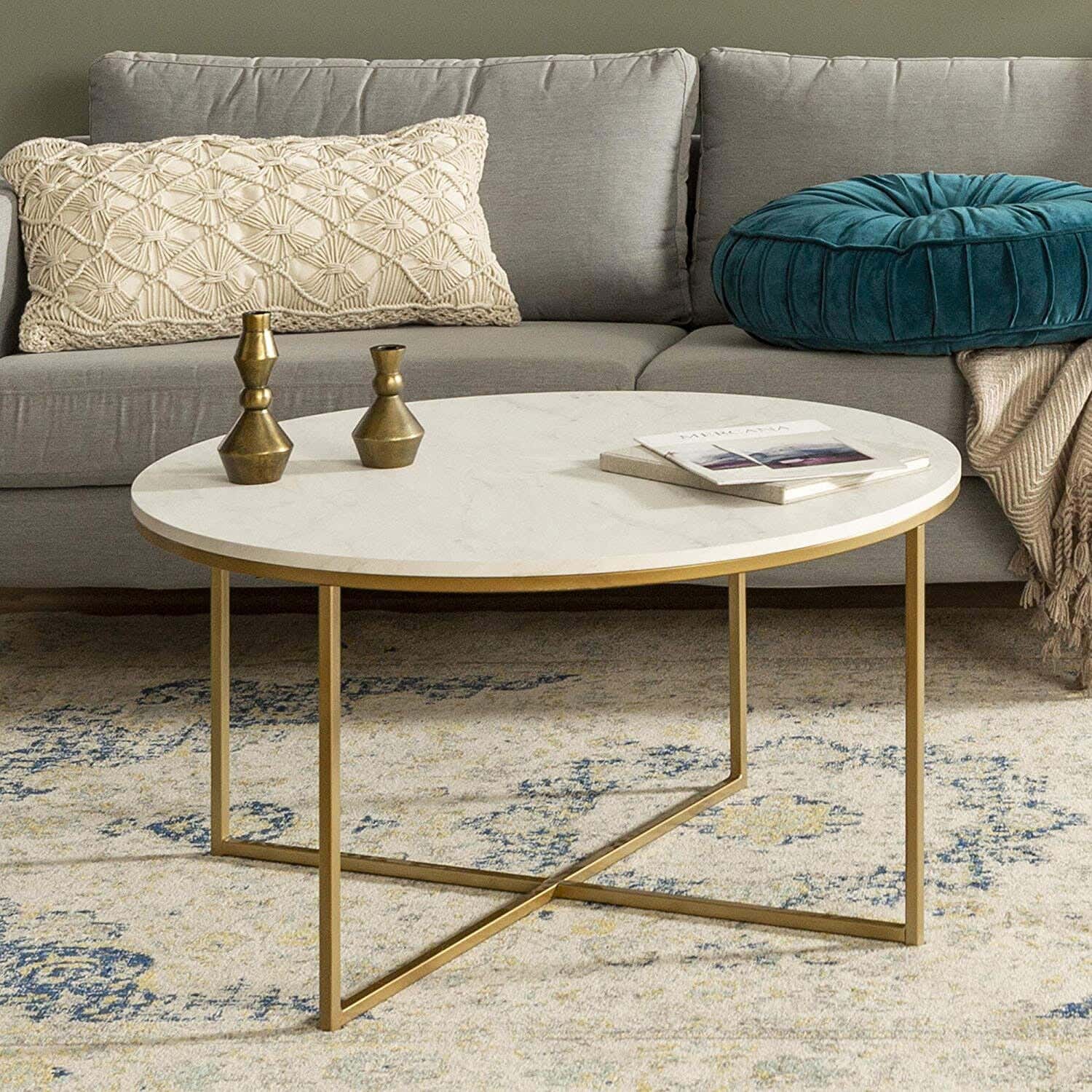 Steel Center Table, 80×80×45 - Gold