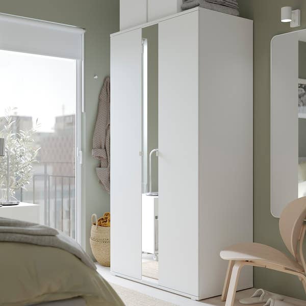 MDF Wood Wardrobe 2 Door, 105x58x200 Cm - White