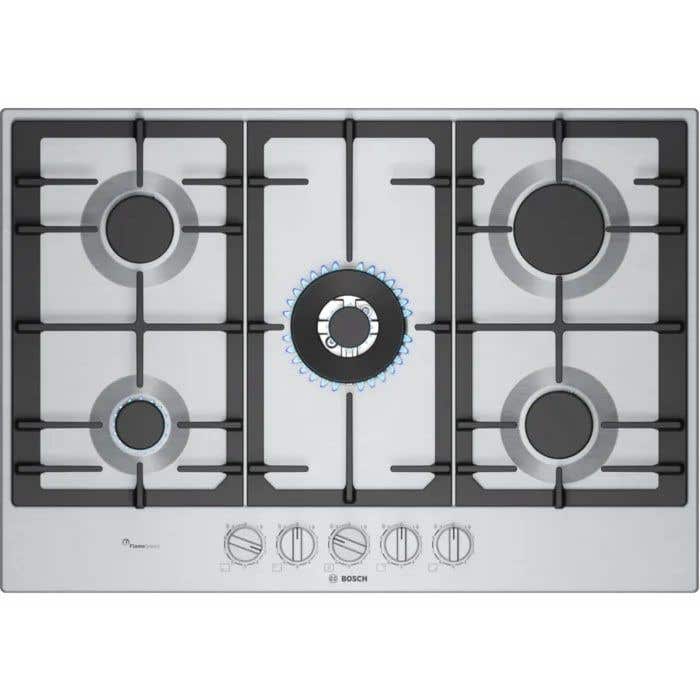 Bosch Built-in Hob, 5 Gas Burners, 75cm, Series 6, PCQ7A5I90 - Silver