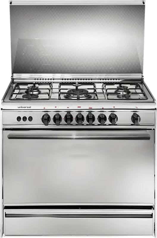 Universal Turbo Stainless Steel Cooker, 5 Burners, 90×60 cm - Silver