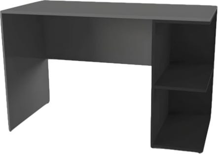 Modern MDF Desk, 2 Shelf, 75×120×60 Cm - Dark Grey Black