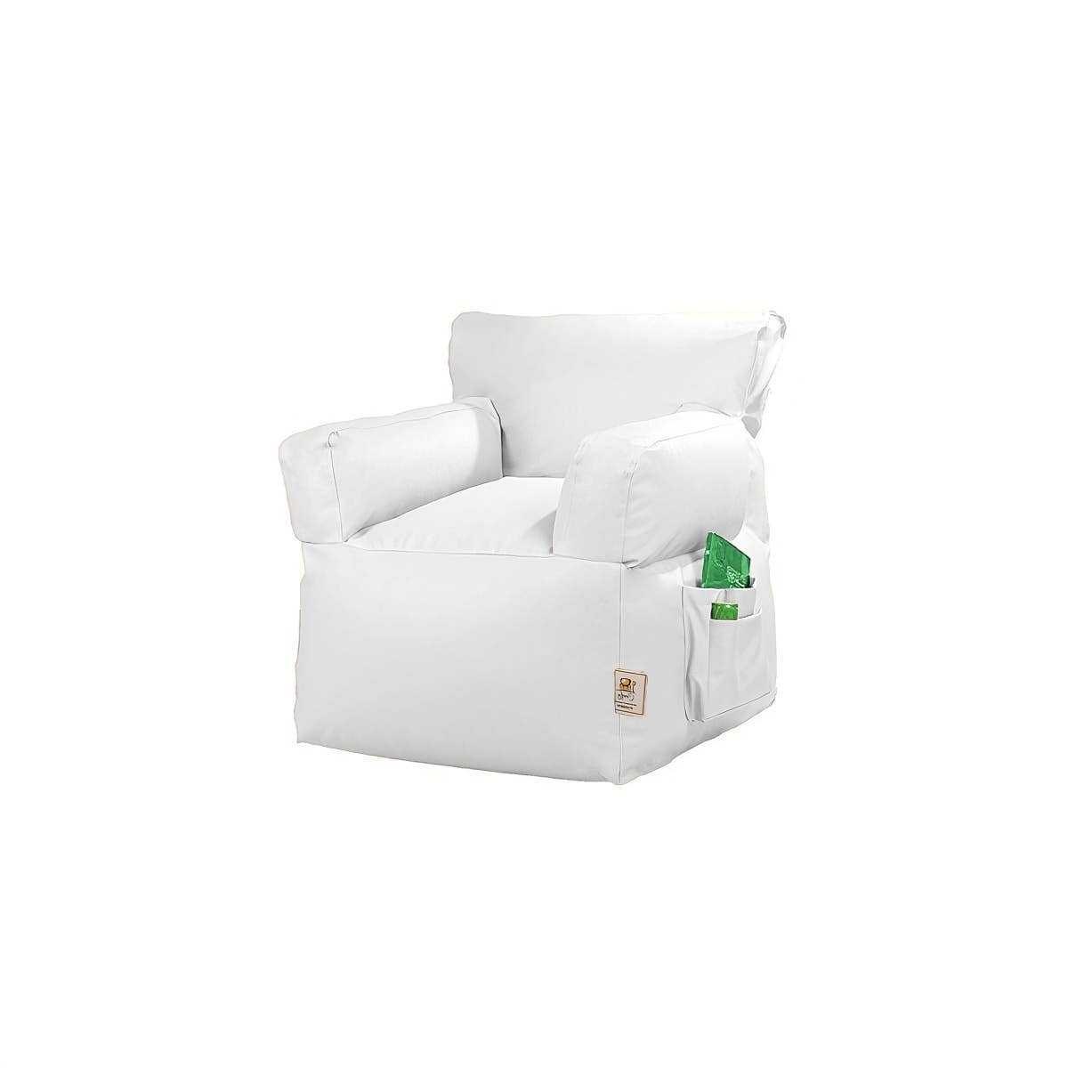 Leather Fabric Bean Bag, 80×80×97 cm - White