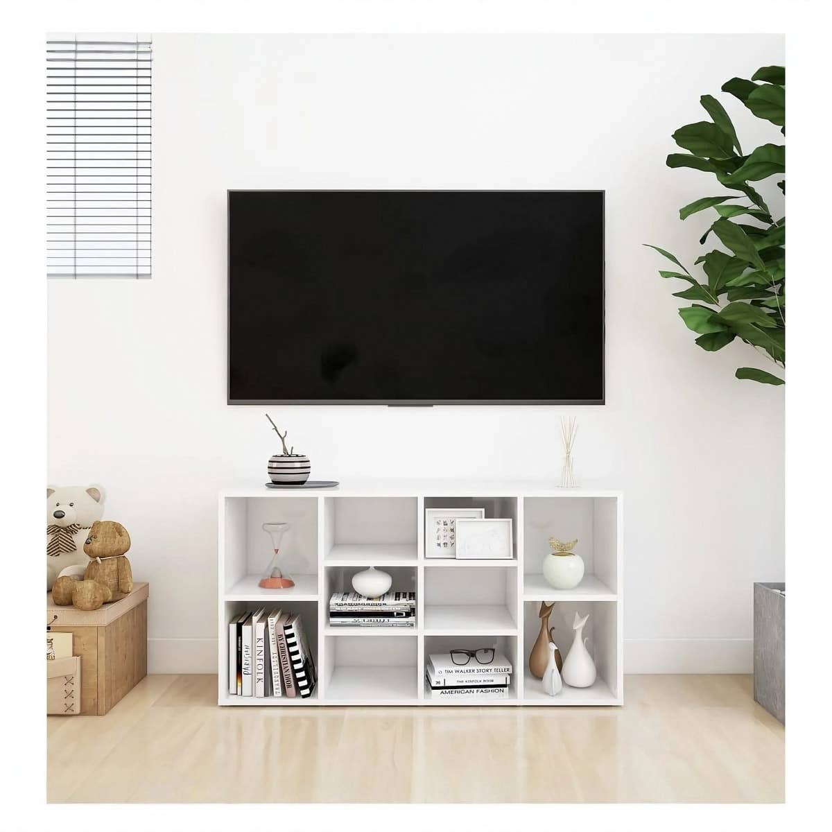 MDF Wooden Tv Table, 65 × 120 × 28 Cm, Melamine Surface - White