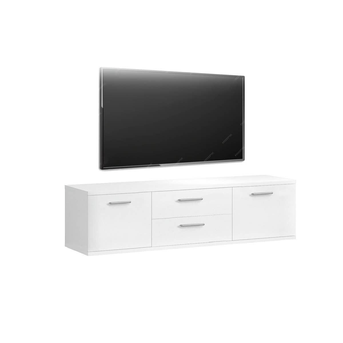 MDF Wooden Tv Table, 40 × 139 × 30 Cm, Melamine Surface - White