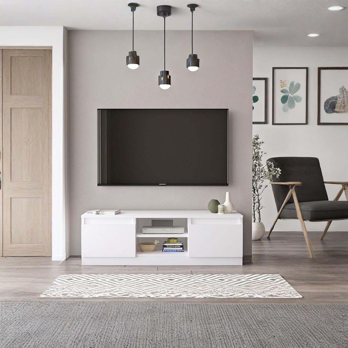 MDF Wooden Tv Table, 40 × 120 × 30 Cm, Melamine Surface - White