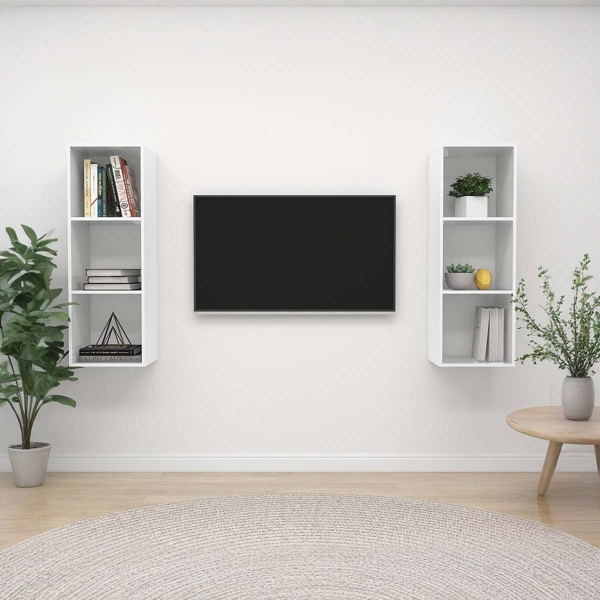 MDF Wooden Tv Table, 105 × 35 × 28 Cm, Melamine Surface - White