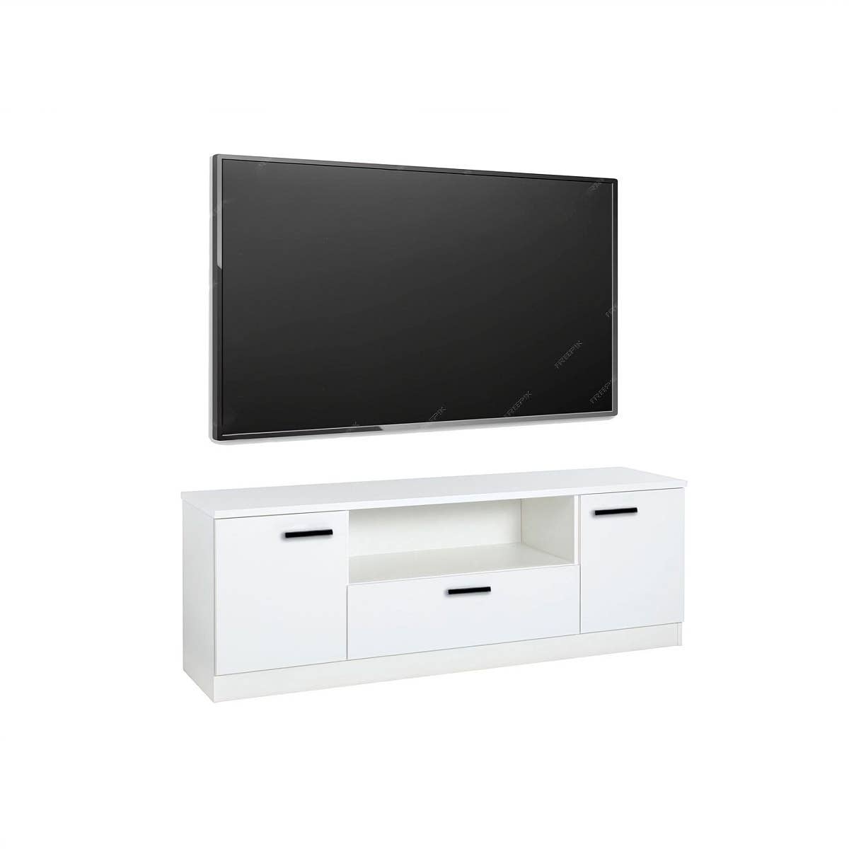 MDF Wooden Tv Table, 45 × 121 × 30 Cm, Melamine Surface - White