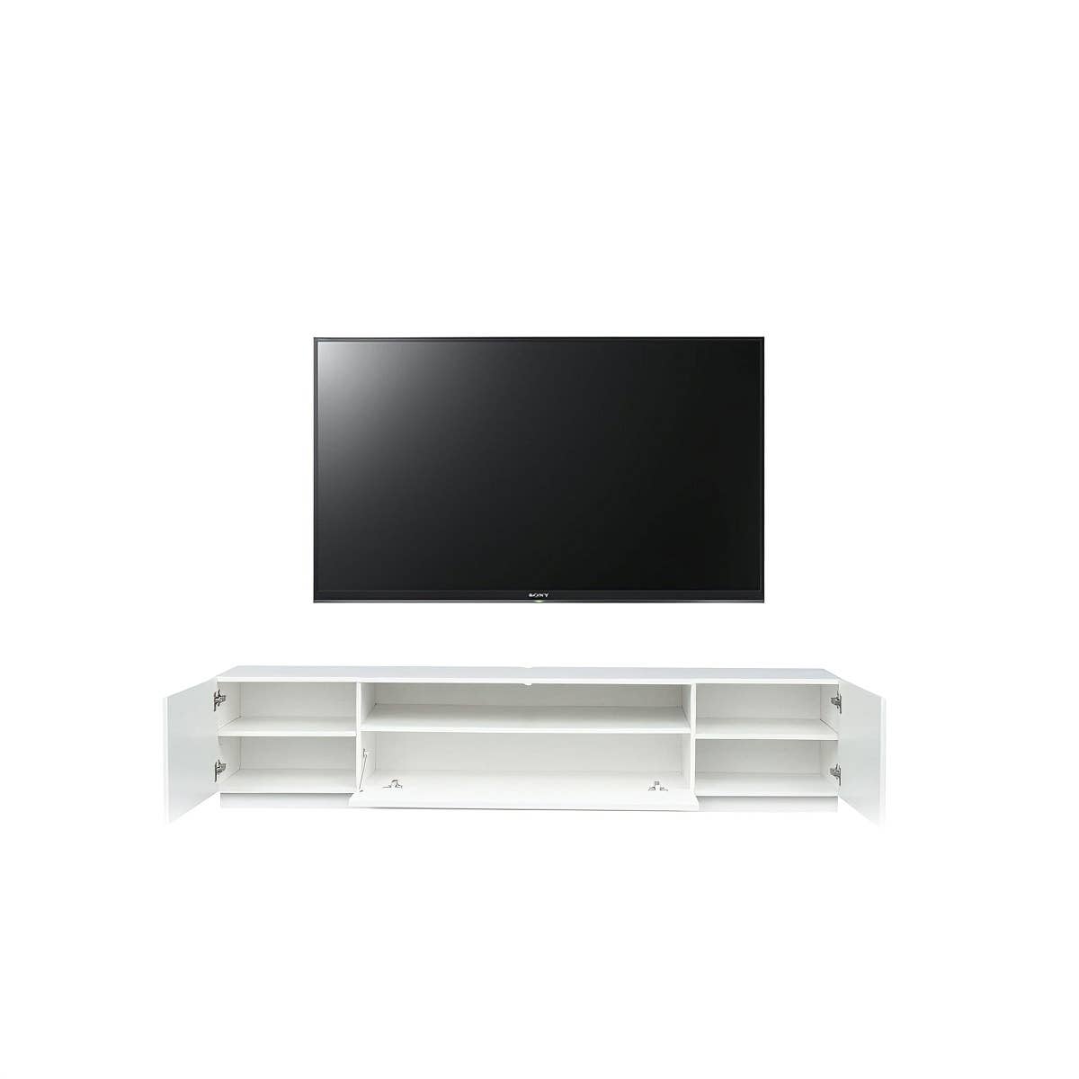 MDF Wooden Tv Table, 40 × 161 × 30 Cm, Melamine Surface - White