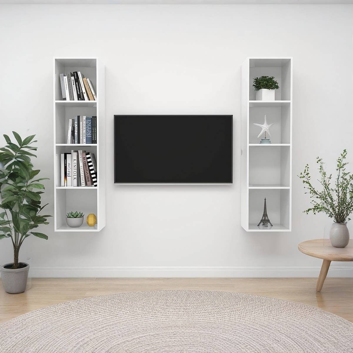 MDF Wooden Tv Table, 140 × 35 × 28 Cm, Melamine Surface - White