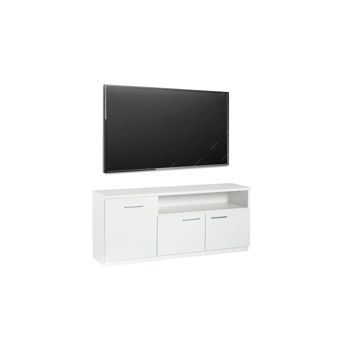 MDF Wooden Tv Table, 50 × 121 × 30 Cm, Melamine Surface - White