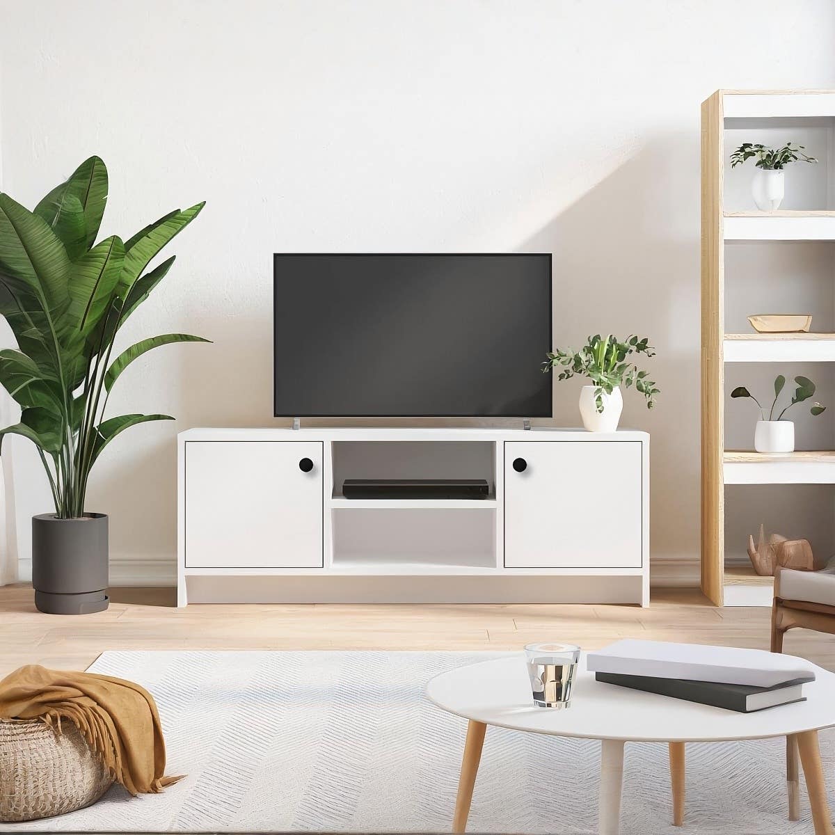 MDF Wooden Tv Table, 40 × 120 × 28 Cm, Melamine Surface - White