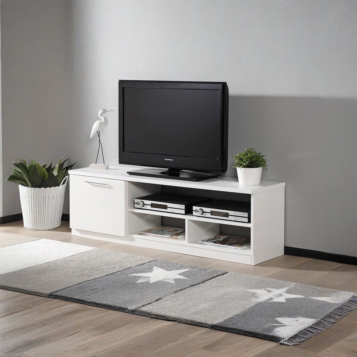MDF Wooden Tv Table, 40 × 120 × 30 Cm, Melamine Surface - White