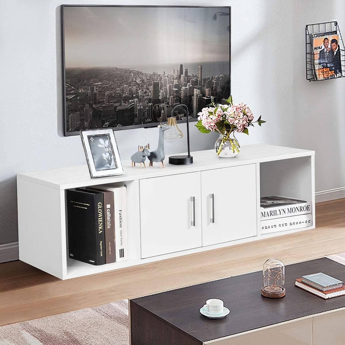 MDF Wooden Tv Table, 40 × 140 × 30 Cm, Melamine Surface - White