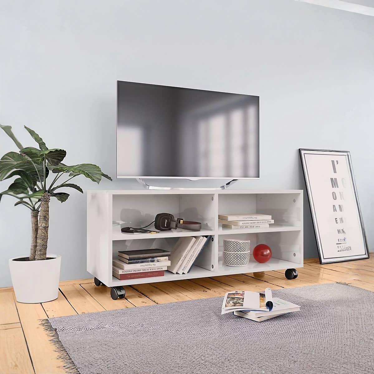 MDF Wooden Tv Table, 40×90×30 Cm - White