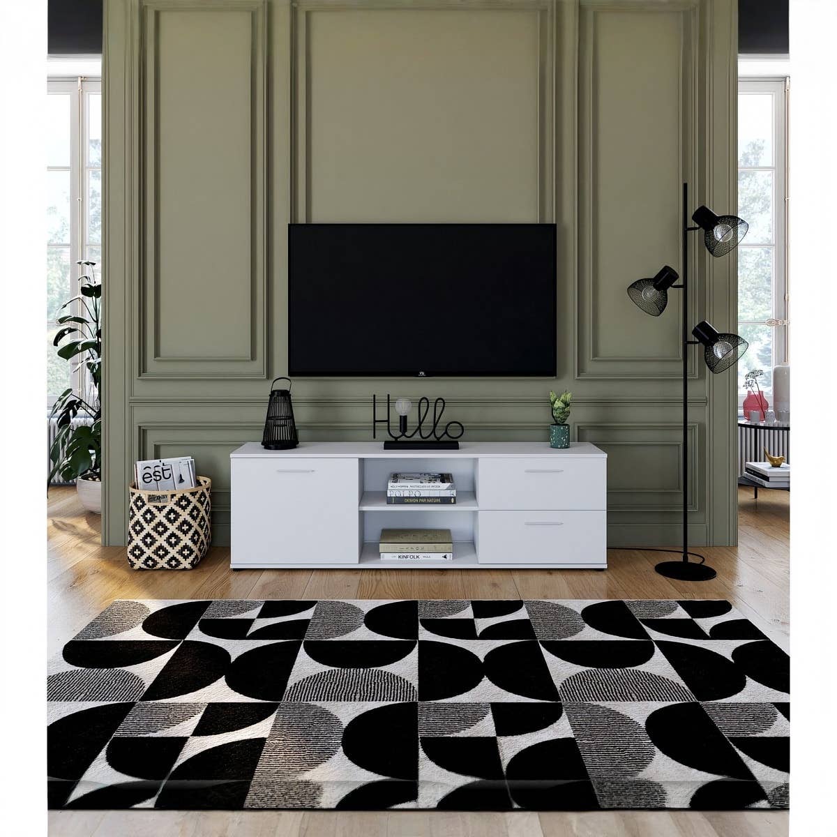 MDF Wooden Tv Table, 40 × 120 × 30 Cm, Melamine Surface - White