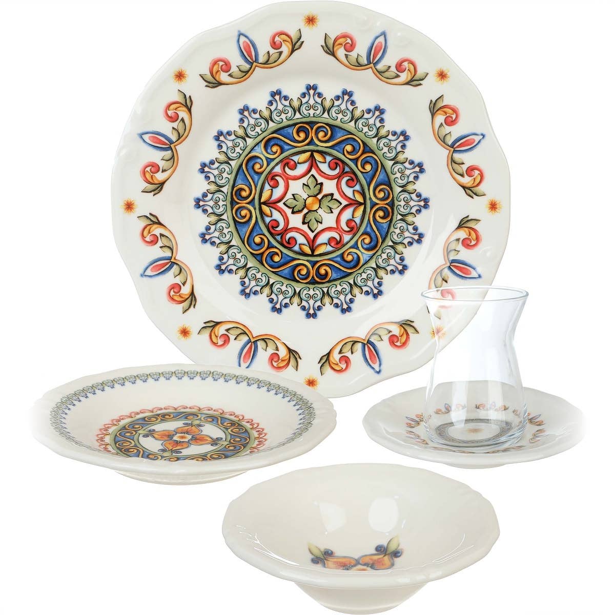 Karaka Porcelain Dinner Set, 26 Pieces - Multicolor