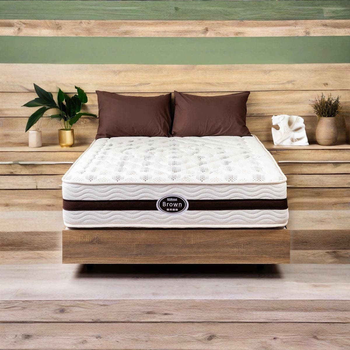 Al Maamoun Brown Bed Mattress, Separate Coils, 120×195 cm, Height 29 cm - Multicolor