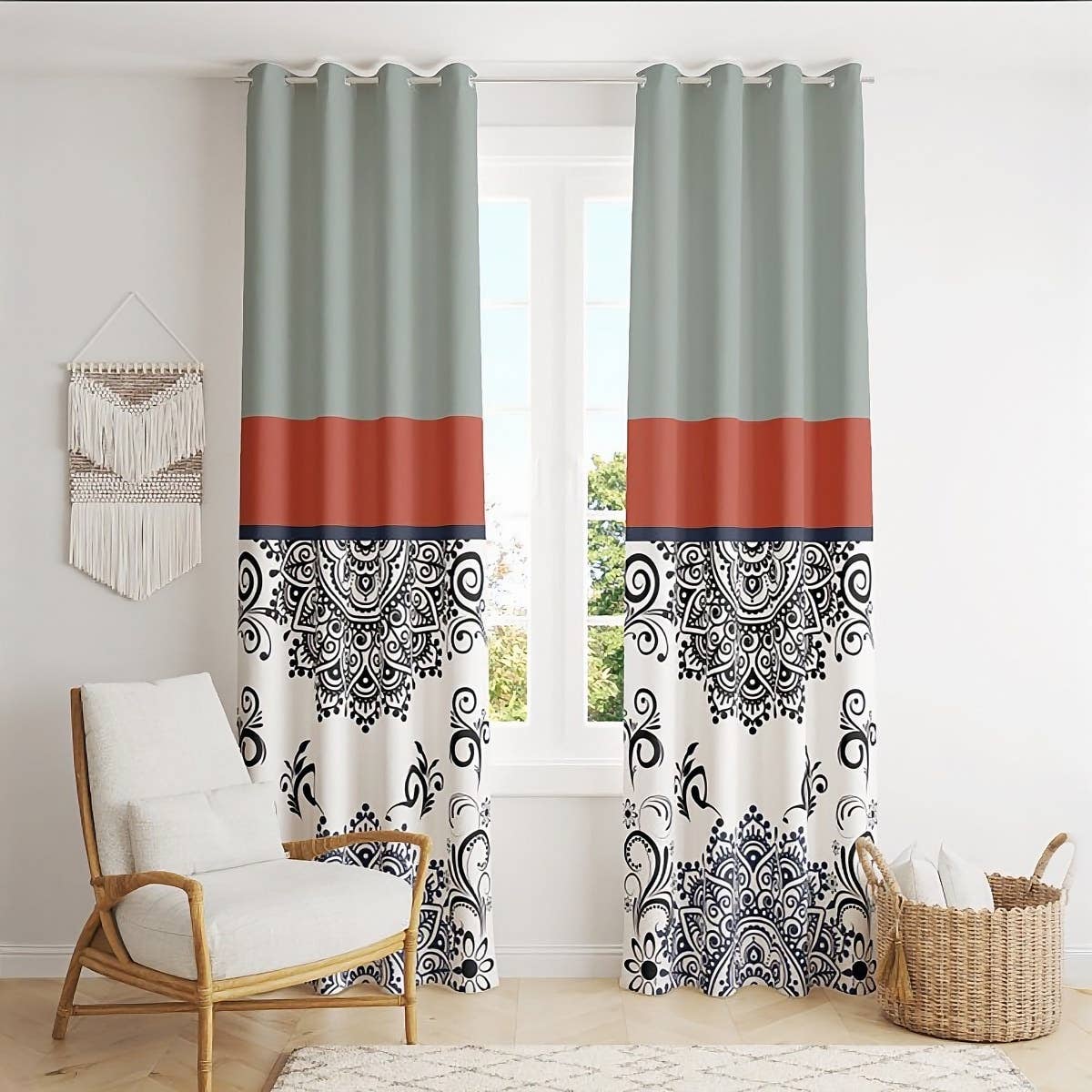 Velvet Curtain, 2 Pieces, 270×145 cm - Multicolor