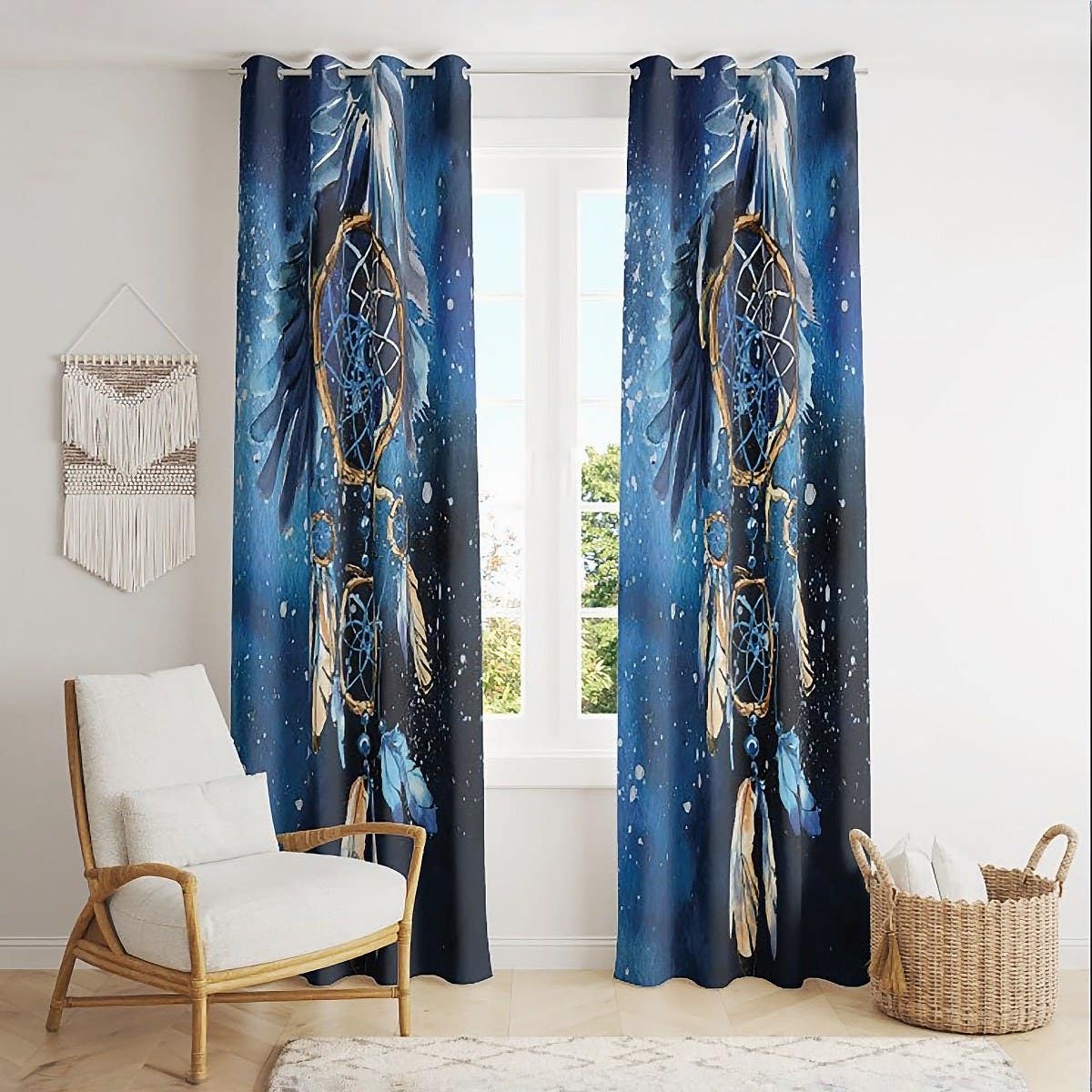 Velvet Curtain, 2 Pieces, 270×145 cm - Multicolor
