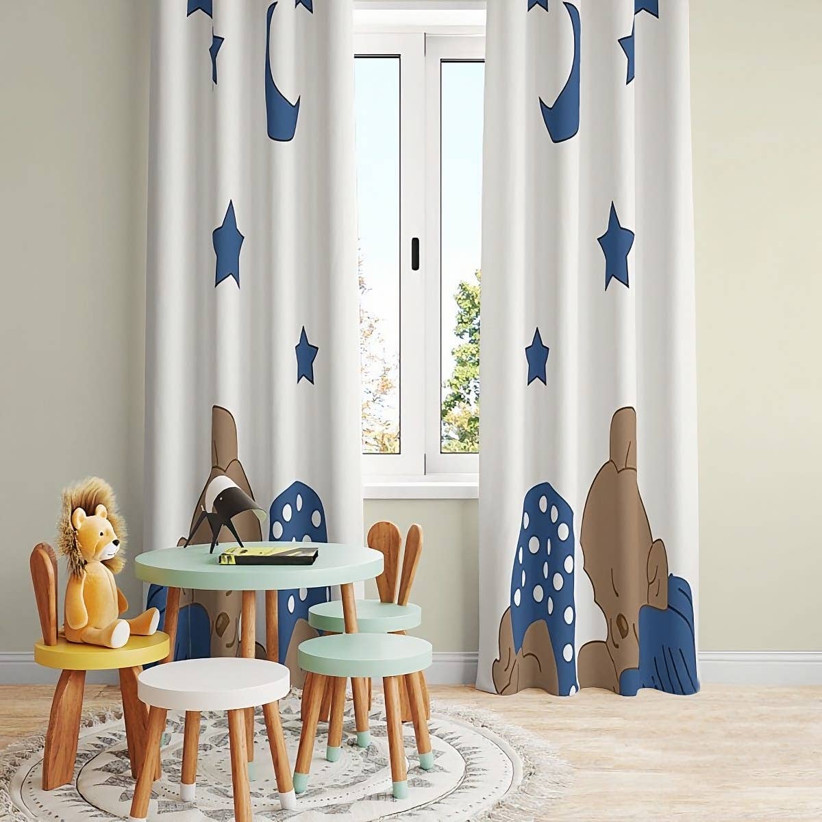 Velvet Curtain, 2 Pieces, 270×145 cm - Multicolor