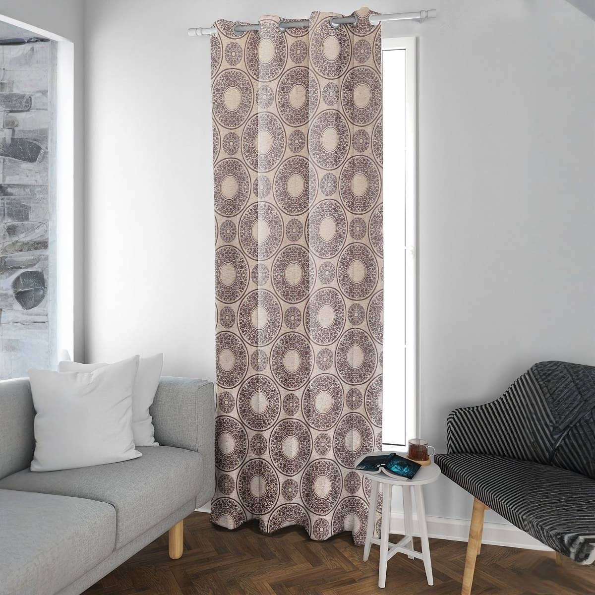 Nageh Tex Linen Chanelia Curtain With Rings, 250×135 cm - Multicolor ( 1 piece )