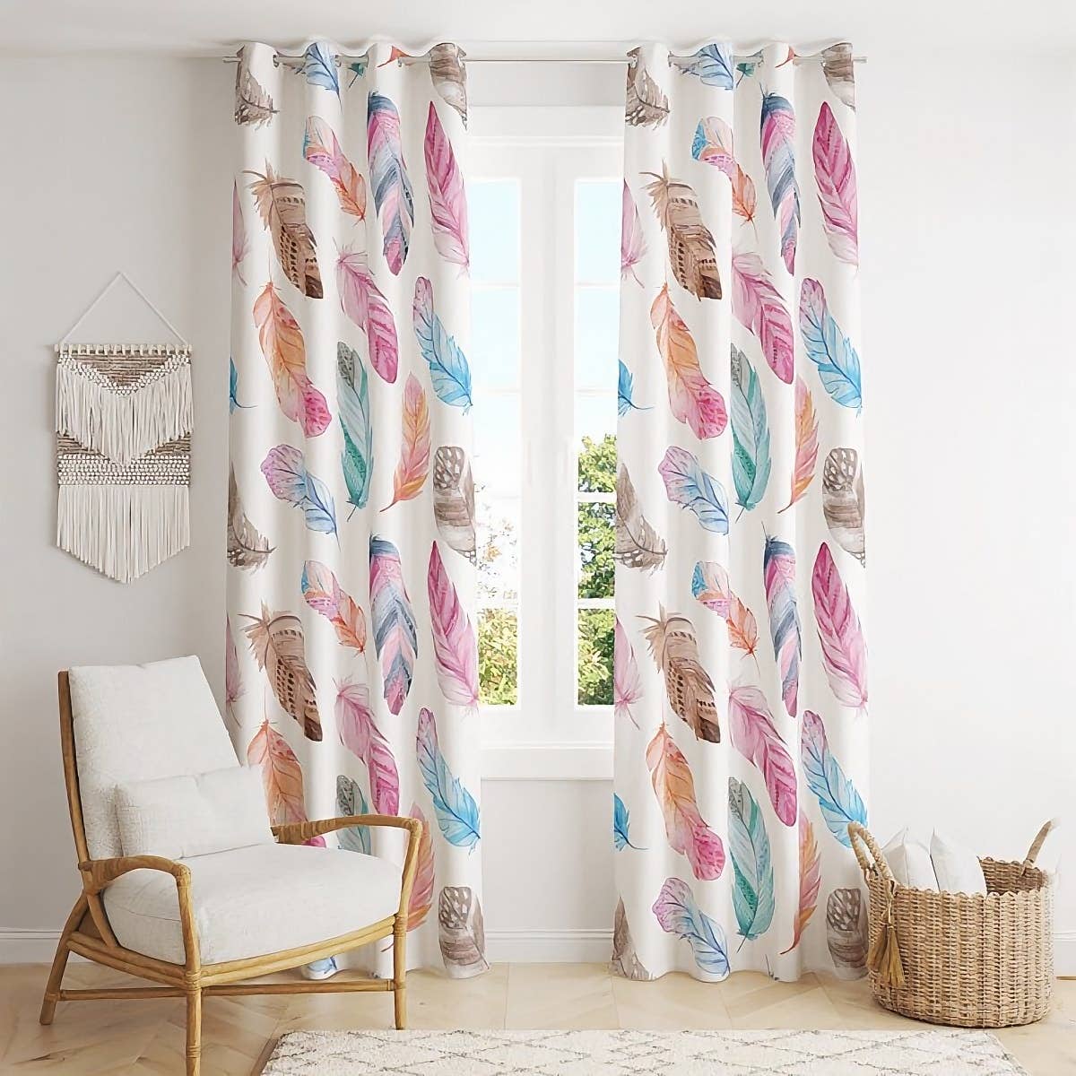 Velvet Curtain, 2 Pieces, 270×145 cm - Multicolor