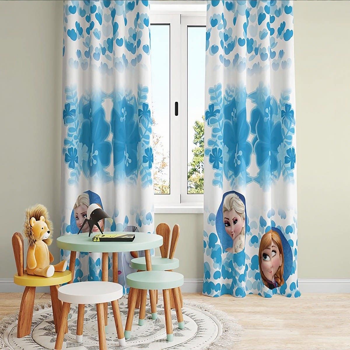 Velvet Curtain, 2 Pieces, 270×145 cm - Multicolor