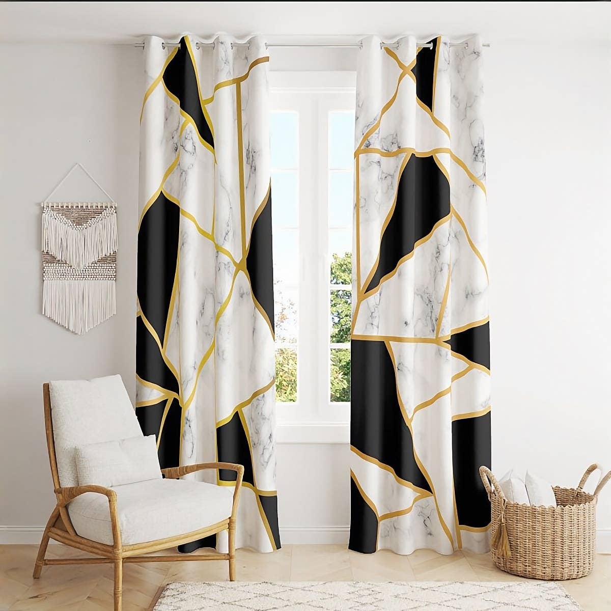 Velvet Curtain, 2 Pieces, 270×145 cm - Multicolor