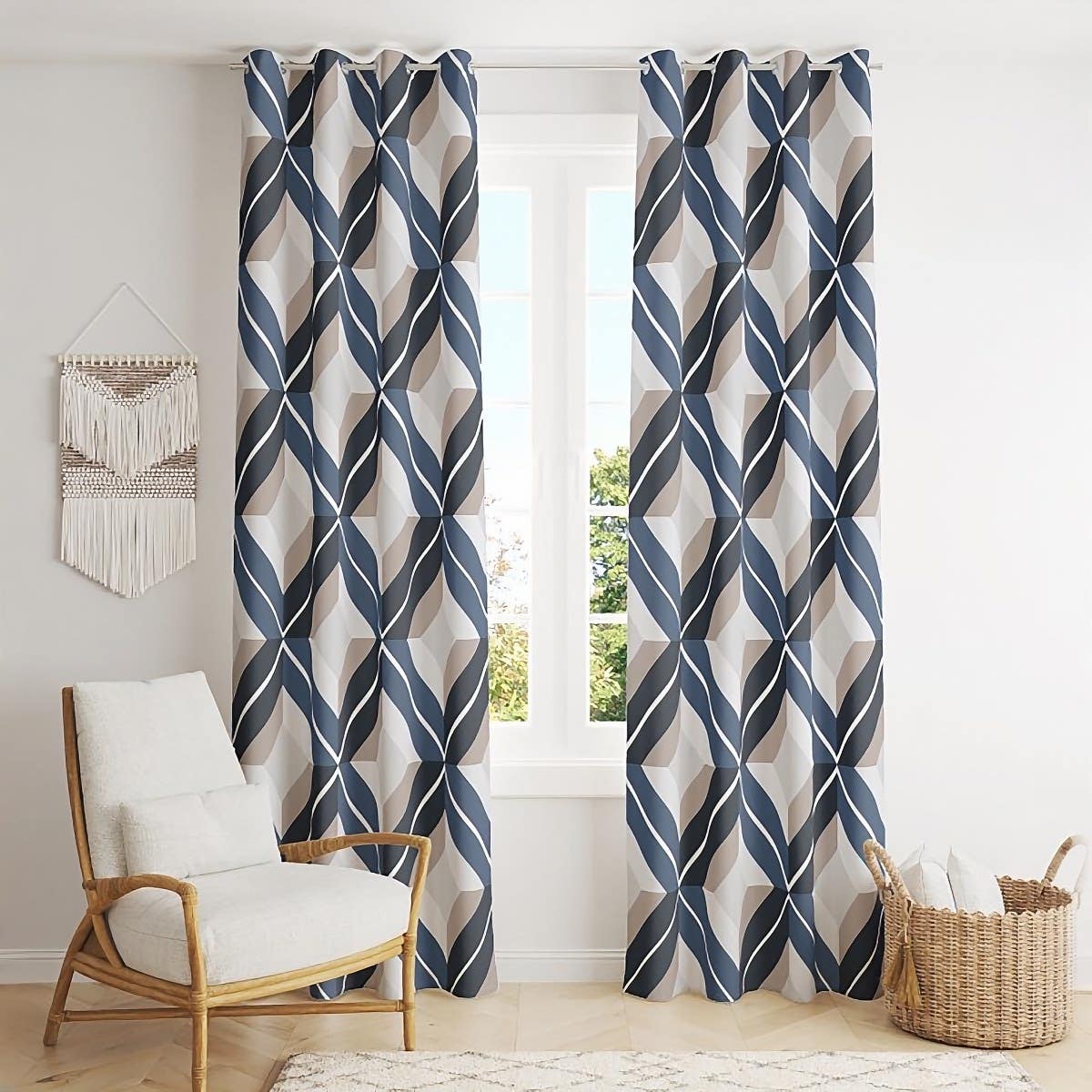 Velvet Curtain, 2 Pieces, 270×145 cm - Multicolor