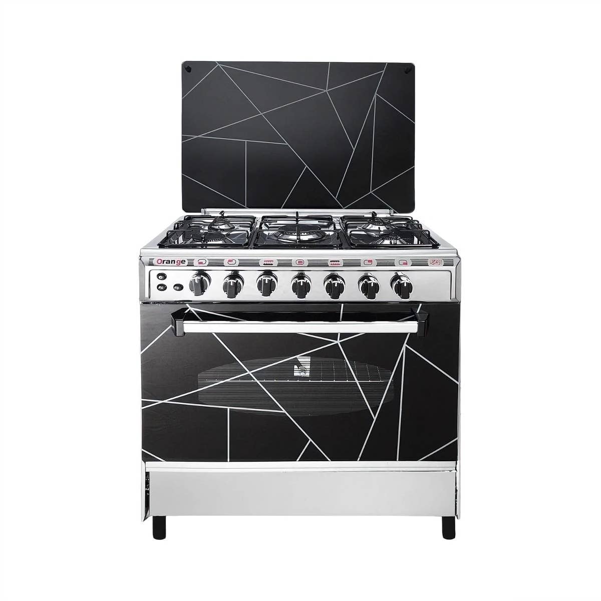 Al-Ahram cooker, 5 burners, 80×60 cm, All stainless steel - Silver Black