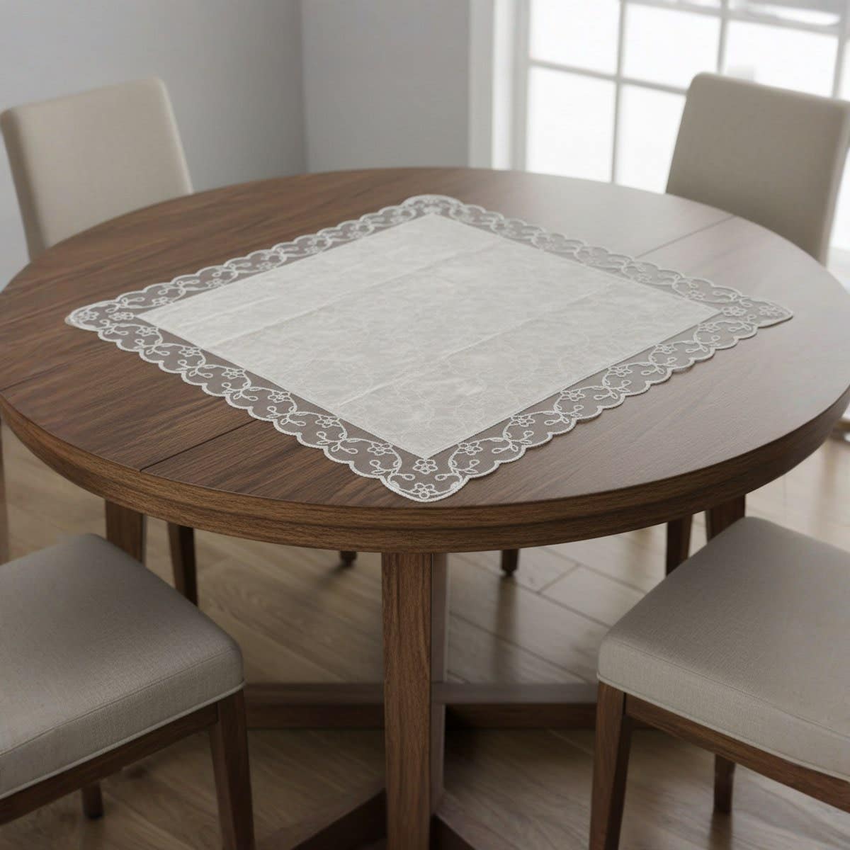 Velvet Square Tablecloth, 95x95 cm, Approximately 310 gm - Beige