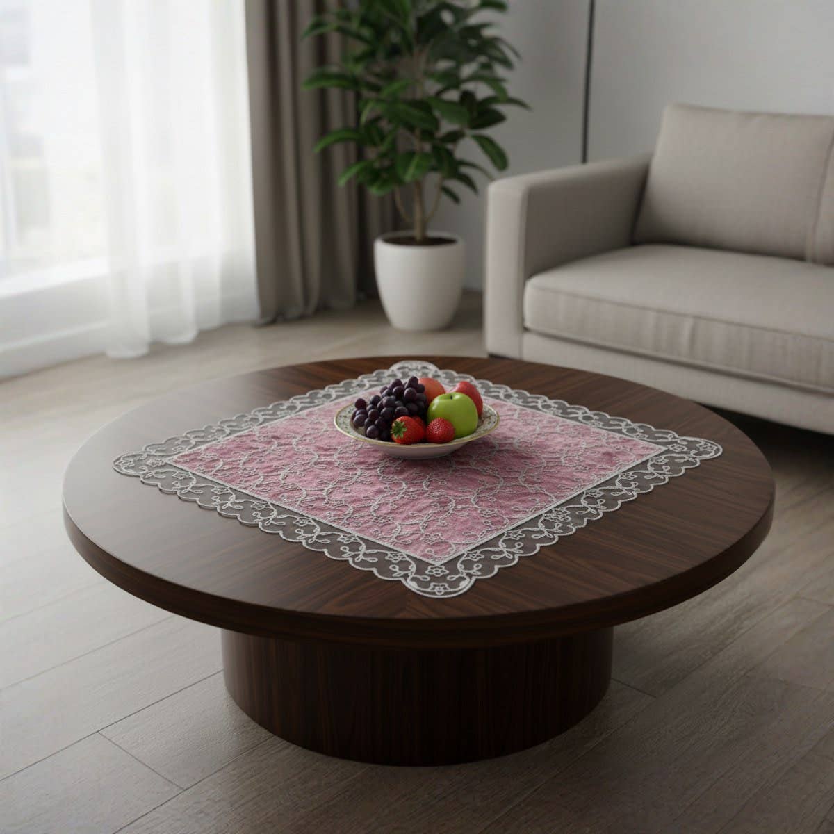 Velvet Square Tablecloth, 95x95 cm, Approximately 310 gm - Cachmere