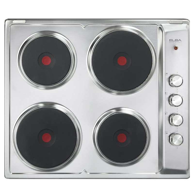 Elba Built-in Hob, 4 Electric Burners, 60cm, Rapid Heating, ENS60-040XD - Silver