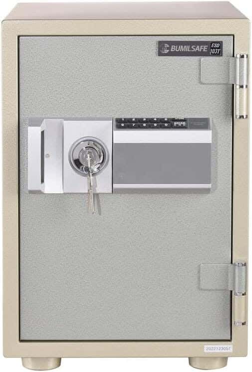 BumilSafes Armored Steel Digital Horizontal Safe, Weighing 51 Kg, 48.6 × 34.6 × 39.2 cm - Grey