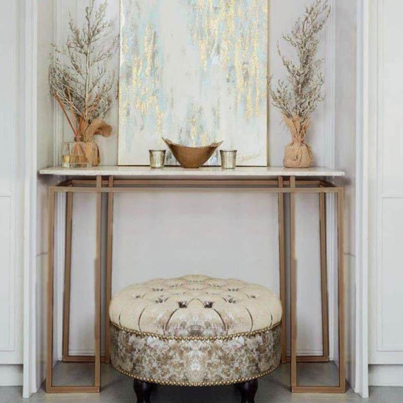 Metal Console Table, 110×35×90 Cm - Gold