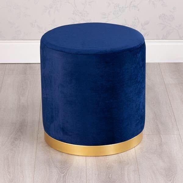 Velvet Puff Chair, 40×40×48 cm - Navy