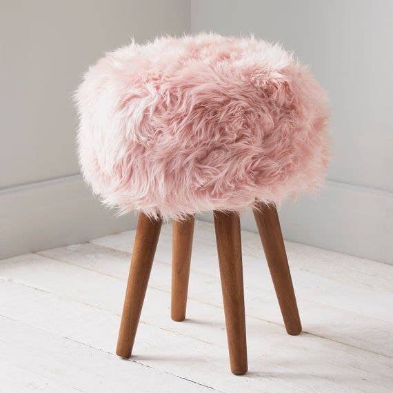 Beech Puff Chair, Velvet Lined, 50×30 cm - Rose