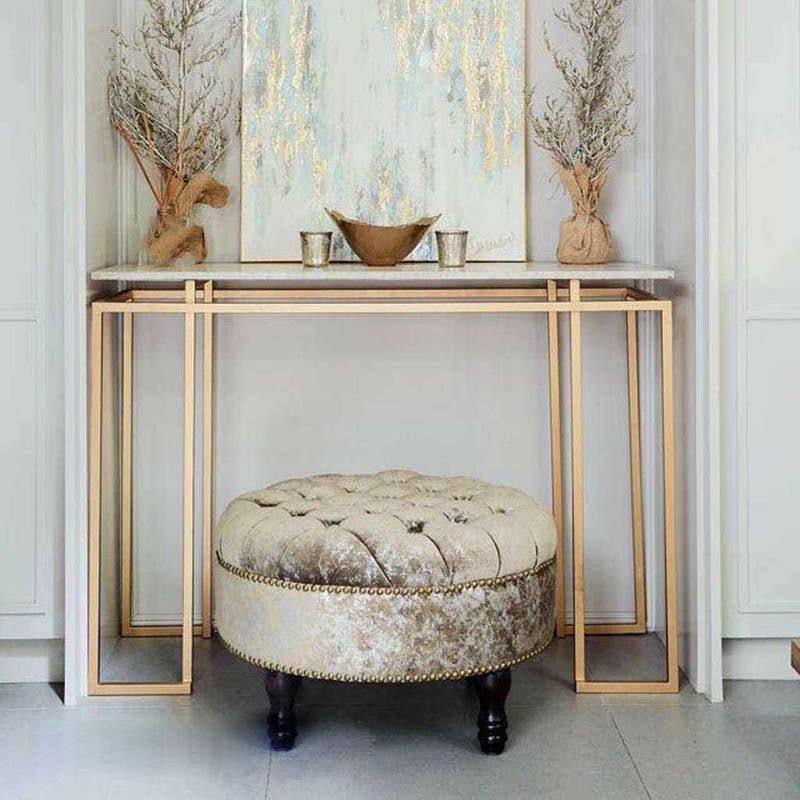 Metal Console Table, 90×35×120 Cm - Gold