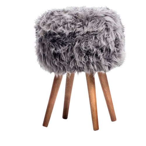 Beech Puff Chair, Velvet Lined, 50×30 cm - Grey