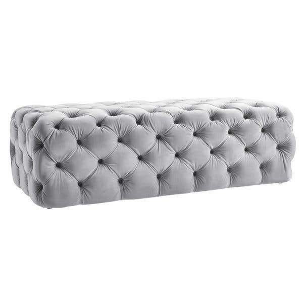 Beech Puff Chair, Velvet Lined, 48×130×50 cm - Grey