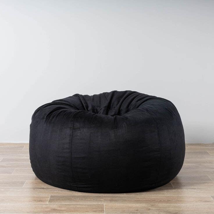 Velvet Bean Bag, 90×90×75 cm - Black