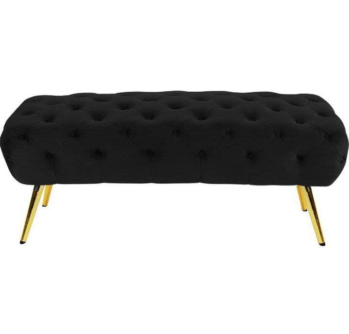 Beech Puff Chair, Velvet Lined, 48×40×100 cm - Black