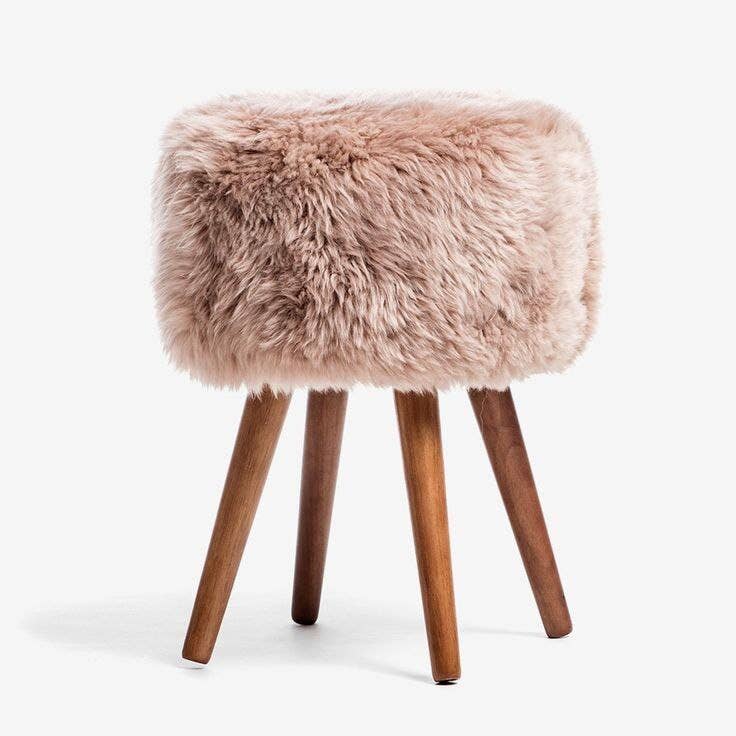 Beech Puff Chair, Velvet Lined, 50×30 cm - Brown
