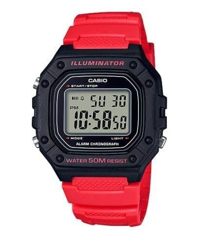 Casio W-218H-4BVDF Digital Resin Band, Watch for Unisex – Red